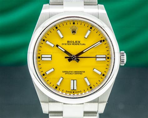 rolex oyster perpetual yellow dial.